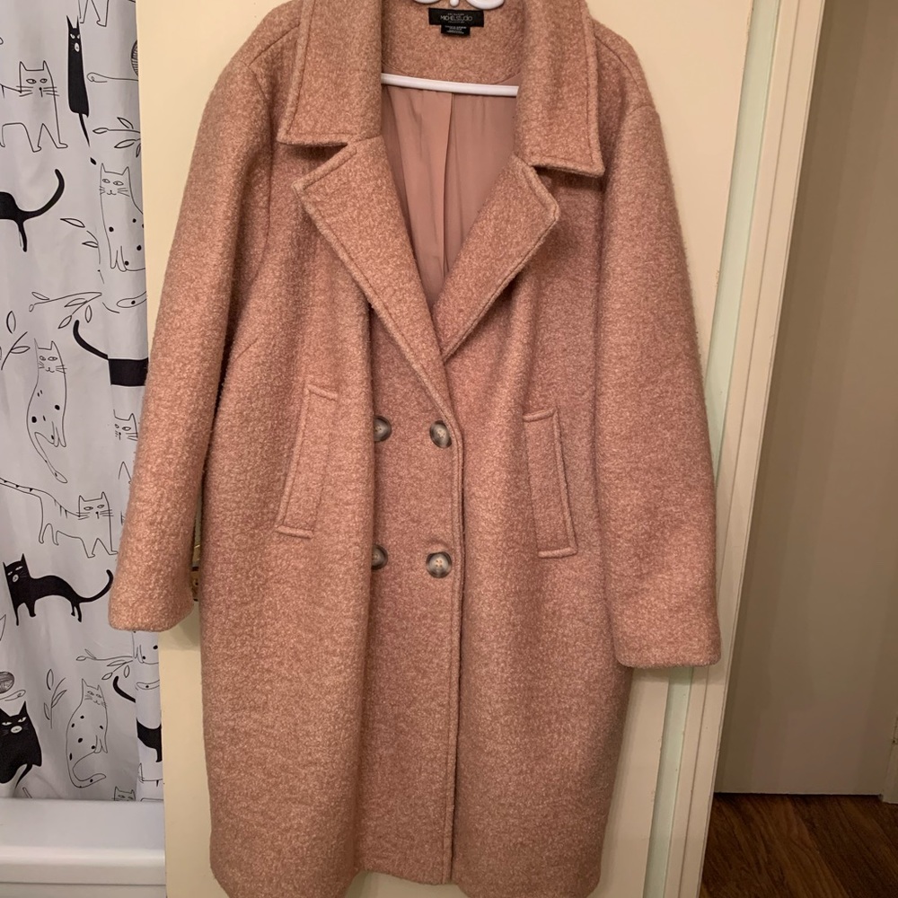 Addition Elle Pink Double-Breasted Coat
